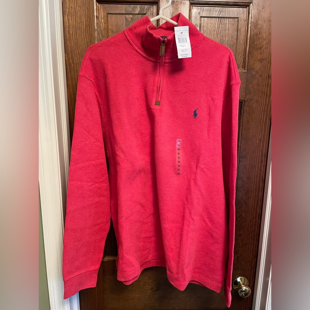Quarter zip sweater in red xl. New with tags